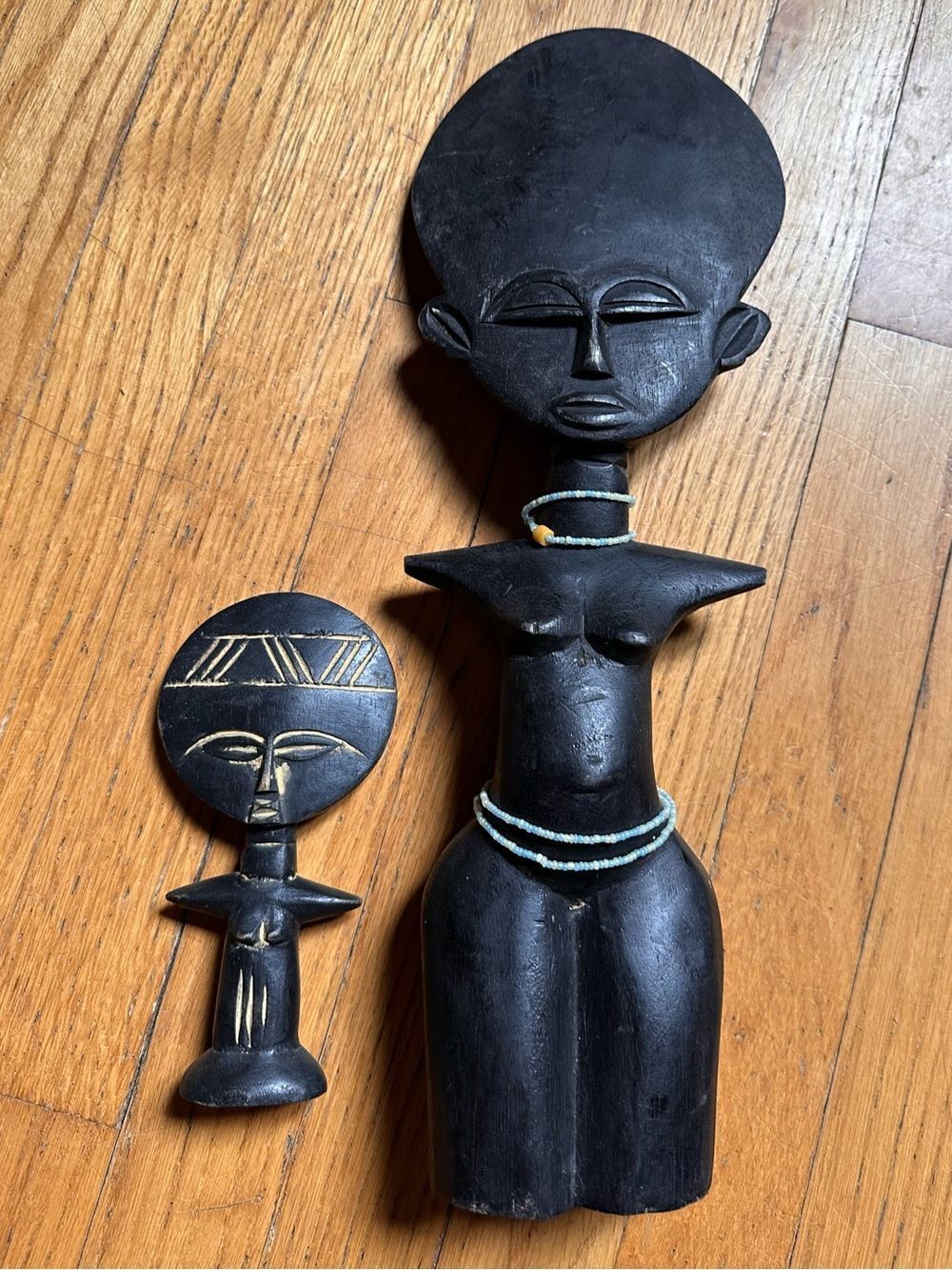 Hand-Carved Osese-Wood Ashanti African Tribal Wooden Figures originated in Ghana